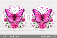 Butterfly Car Coaster Design. Butterfly Sublimation Product Image 1