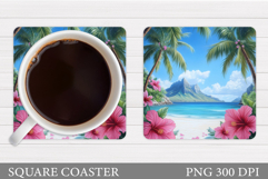 Beach Coaster Sublimation. Palm Tree Coaster Design Product Image 1