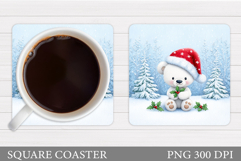 Polar Bear Coaster Design. Christmas Coaster Sublimation Product Image 1