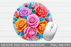 Roses Mouse Pad Design. Flowers Mouse Pad Sublimation Product Image 1