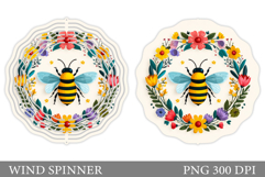 Bee Wind Spinner Sublimation. Flowers Wind Spinner Design Product Image 1