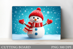 Cute Snowman Cutting Board. Winter Cutting Board Sublimation Product Image 1