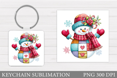 Christmas Snowman Keychain. Christmas Keychain Sublimation Product Image 1
