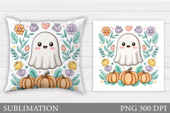 Halloween Ghost Pillow Design. Halloween Ghost Sublimation Product Image 1