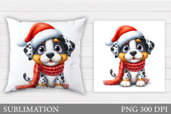 Christmas Dog Pillow Design. Christmas Pillow Sublimation Product Image 1