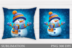 Christmas Snowman Pillow. Christmas Pillow Sublimation Product Image 1
