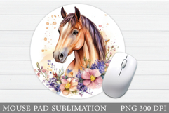 Horse Mouse Pad Design. Horse Round Mouse Pad Sublimation Product Image 1