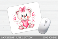 Valentines Bear Mouse Pad. Cute Bear Hearts Mouse Pad Design Product Image 1