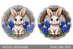 Cute Bunny Wind Spinner. Bunny Flowers Wind Spinner Design Product Image 1