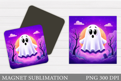 Cute Ghost Magnet Design. Halloween Pumpkin Magnet Product Image 1