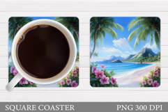 Beach Coaster Sublimation. Palm Tree Coaster Design Product Image 1