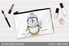 Penguin Cosmetics Bag. Christmas Makeup Bag Design Product Image 1