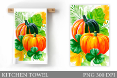 Pumpkin Kitchen Towel. Fall Kitchen Towel Sublimation Product Image 1
