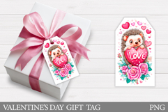 Valentines Hedgehog Gift Tag. Valentine Gift Tag Printable Product Image 1