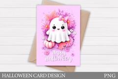 Cute Halloween Card Printable. Halloween Ghost Card Design Product Image 1
