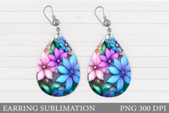 Flowers Earring Design. Floral Earring Sublimation Product Image 1