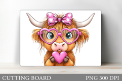Highland Cow Cutting Board. Valentines Cow Cutting Board Product Image 1