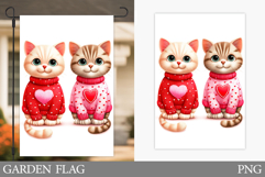 Valentines Cat Garden Flag. Valentines Garden Flag Design Product Image 1