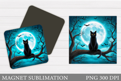 Black Cat Magnet Sublimation. Cat Halloween Magnet Design Product Image 1