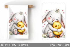 Cute Bunny Kitchen Towel Design. Cute Bunny Sublimation Product Image 1