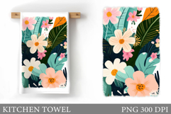 Flowers Kitchen Towel Design. Kitchen Towel Sublimation Product Image 1