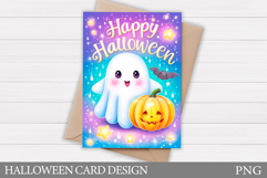 Halloween Ghost Card Printable. Cute Halloween Card Design Product Image 1