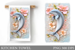 Dolphin Kitchen Towel. Flowers Kitchen Towel Design Product Image 1