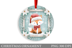 Cute Fox Christmas Ornament. Christmas Ornament Sublimation Product Image 1