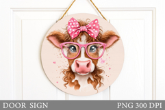 Valentines Cow Door Sign. Valentines Door Sign Sublimation Product Image 1