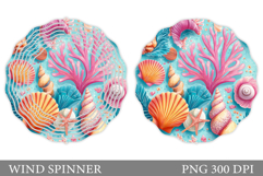 Seashell Wind Spinner Design. Sea Wind Spinner Sublimation Product Image 1