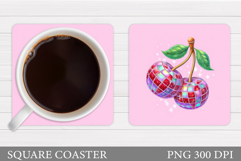 Disco Ball Cherry Coaster Design. Disco Cherry Sublimation Product Image 1