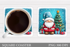 Christmas Gnome Coaster. Christmas Coaster Sublimation Product Image 1