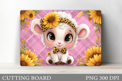Cute Lamb Cutting Board. Lamb Flowers Cutting Board Design Product Image 1