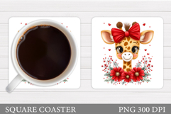 Cute Giraffe Coaster. Giraffe Flowers Coaster Design Product Image 1