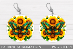 Butterfly Earring Sublimation. Round Earring Butterfly Product Image 1