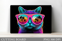Summer Cat Cutting Board Design. Cat Sublimation Product Image 1