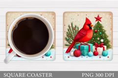 Cardinal Coaster Sublimation. Christmas Coaster Design Product Image 1