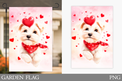Valentines Dog Garden Flag. Valentines Garden Flag Design Product Image 1