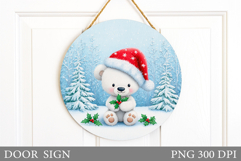 Polar Bear Door Sign Design. Christmas Door Sign Sublimation Product Image 1