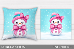 Christmas Snowman Pillow. Christmas Pillow Sublimation Product Image 1