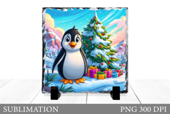 Cute Penguin Sublimation. Christmas Penguin Slate Design Product Image 1