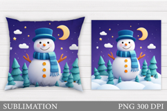 Christmas Snowman Pillow. Christmas Pillow Sublimation Product Image 1