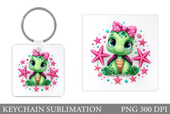Cute Turtle Keychain Sublimation. Sea Turtle Sublimation Product Image 1
