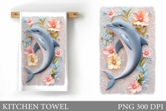 Dolphin Kitchen Towel. Flowers Kitchen Towel Design Product Image 1