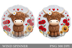 Summer Cow Wind Spinner Design. Cute Cow Sublimation Product Image 1