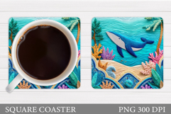 Whale Coaster Design. Whale Sublimation Product Image 1