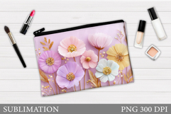 Floral Makeup Bag. Flowers Makeup Pouch Sublimation Product Image 1