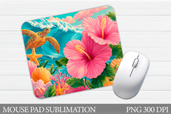 Turtle Mouse Pad Sublimation. Sea Mouse Pad Design Product Image 1