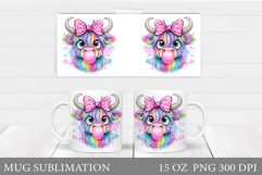 Iridescent Cow Mug Design. Iridescent Cow Sublimation Product Image 1