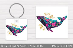 Whale Keychain Sublimation. Whale Sublimation Product Image 1